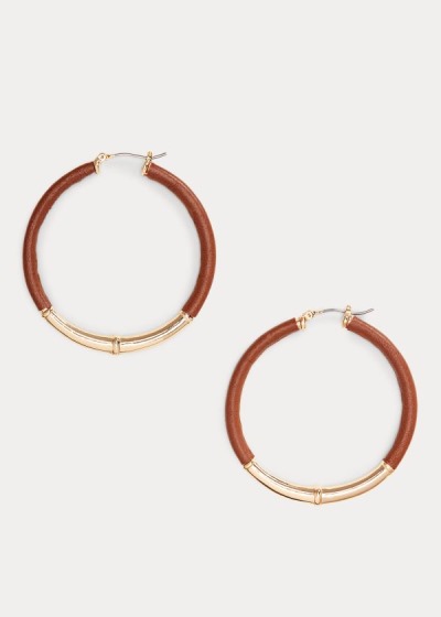 Women's Ralph Lauren Leather Hoop Earrings | 267890KBI